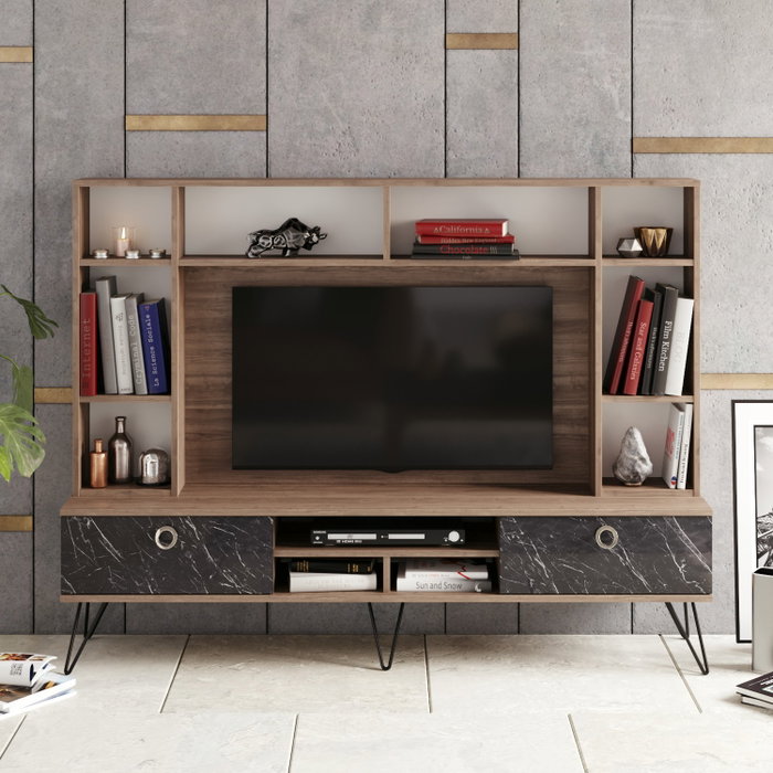 Hanah Home Lorenz Mueble de TV Nogal y Negro Hanah Home Lorenz Mueble de TV Nogal y Negro